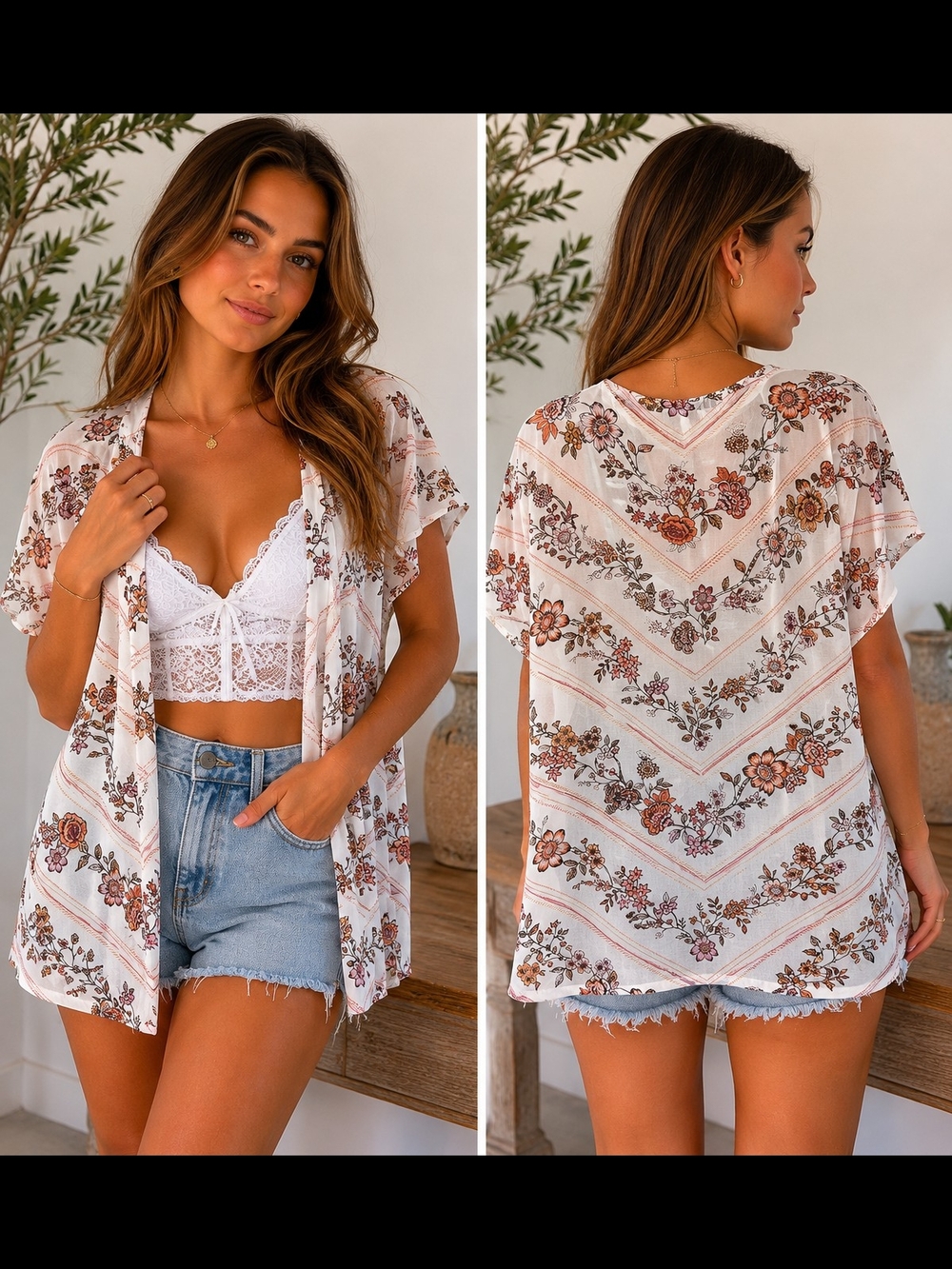 Maurices White Floral Button Down Shirt